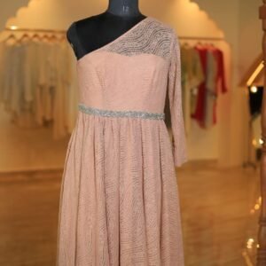 Blush Pink One-Shoulder Asymmetrical Midi Dress