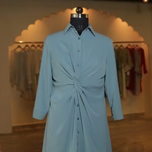 Soft Blue Twirl Waist Designed Dress by Chetaali Guptah